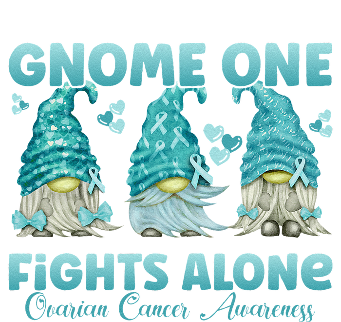 Gnome One Fights Alone Teal Ovarian Cancer Awareness T-Shirt