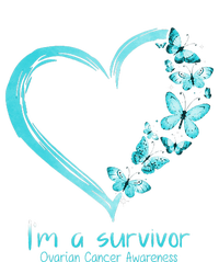 Teal Butterfly Heart Im A Survivor Ovarian Cancer Awareness T-Shirt