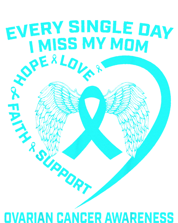 Teal Ribbon In Memory Of My Mom Ovarian Cancer Awareness Kids Long Sleeve Shirt