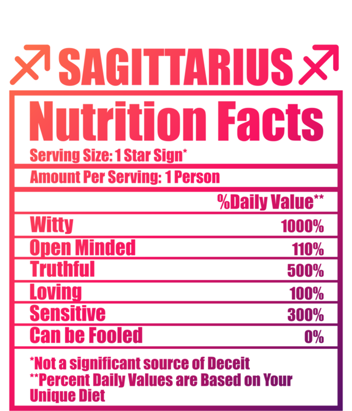 Funny Zodiac Sagittarius Nutrition Facts Funny Gift T-Shirt