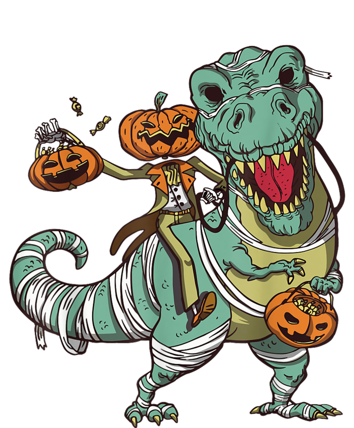 Skeleton Riding Mummy Dinosaur T Rex Pumpkin Funny Halloween Premium Hoodie