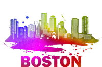 Colorful Boston Cityscape Boston Massachusetts Skyline Sustainable Knit Beanie