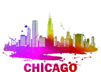 Colorful Chicago Cityscape Souvenir Chicago Skyline Tall Hoodie