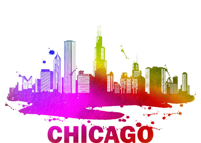 Colorful Chicago Cityscape Souvenir Chicago Skyline Tall Hoodie