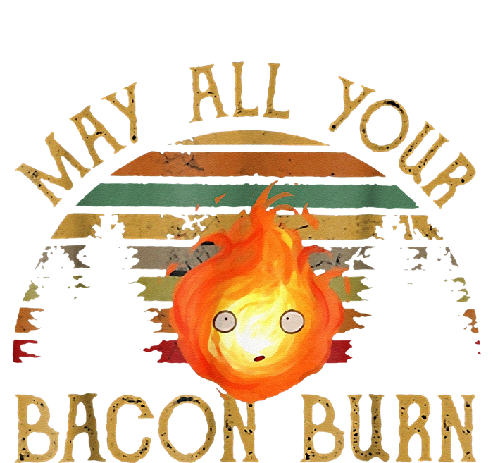 Vintage Retro May All Your Bacon Burn BBQ Grunge Ladies Long Sleeve Shirt