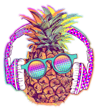 Pop Art Summer Time Headphones Pineapple T-Shirt