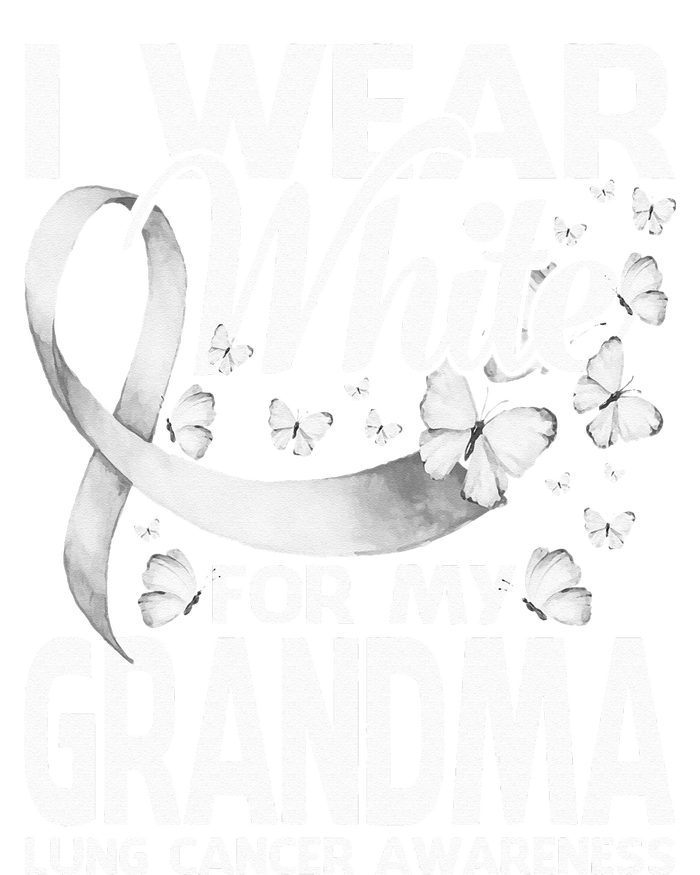 I Wear White For My Grandma Lung Cancer Awareness Butterfly Kids Sweatshirt