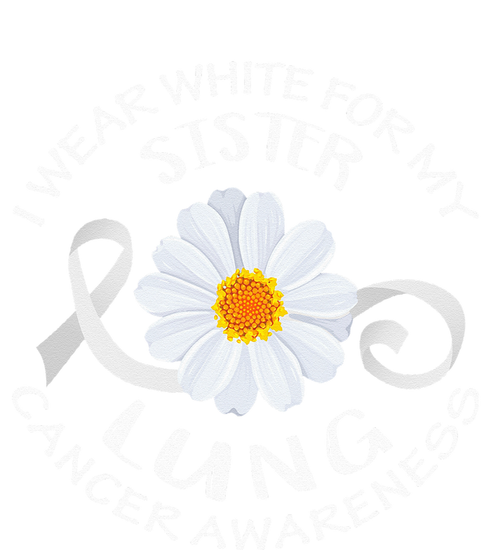 I Wear White For My Sister Lung Cancer Awareness Flower Drawstring Bag