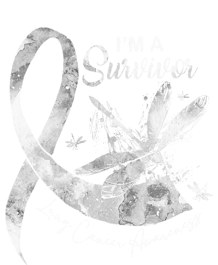 Im A Survivor Lung Cancer Dragonfly White Ribbon T-Shirt