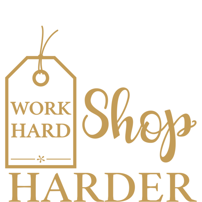 Work Hard Shop Harder Shopping Great Gift Striped Beanie with Solid Band