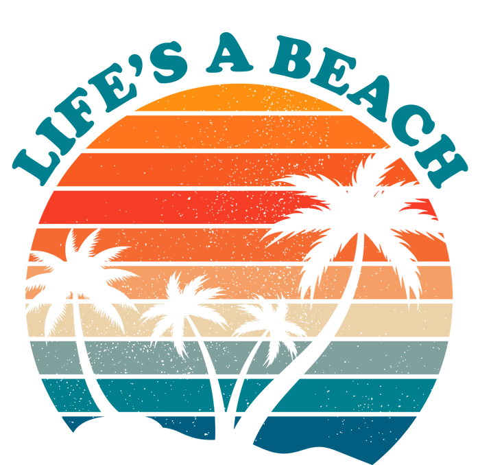 Lifes A Beach Retro Sunset Palm Tree Ladies Essential Flowy Tank