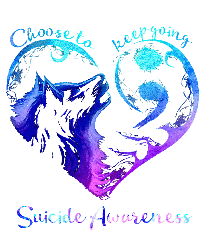 Choose To Keep Going Heart Wolf Suicide Awareness USA-Made Doggie Bandana