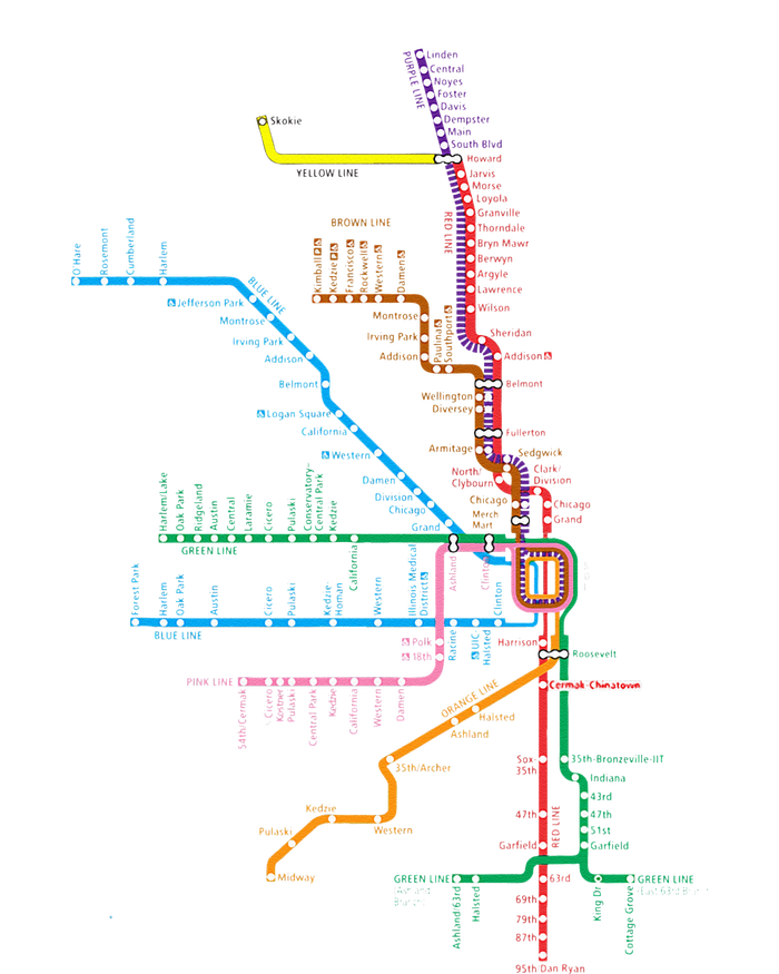 Chicago Trains Map Pom Pom 12in Knit Beanie