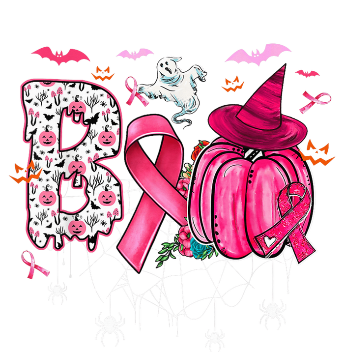 Boo Halloween Pumpkin Pink Ribbon Witch Hat Breast Cancer T-Shirt