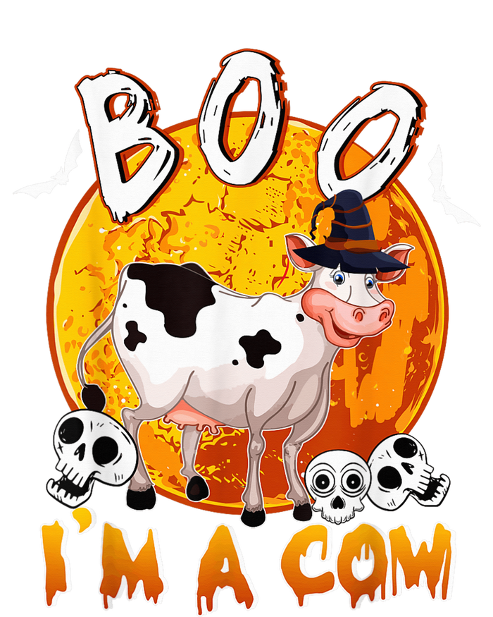 Boo I'm Halloween Cow Cute Cow Wearing Witch's Hat Skulls Pom Pom 12in Knit Beanie