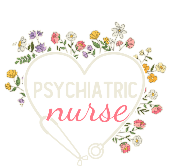 Floral Stethoscope Heart Nursing Psychiatric Nurse Gift T-Shirt