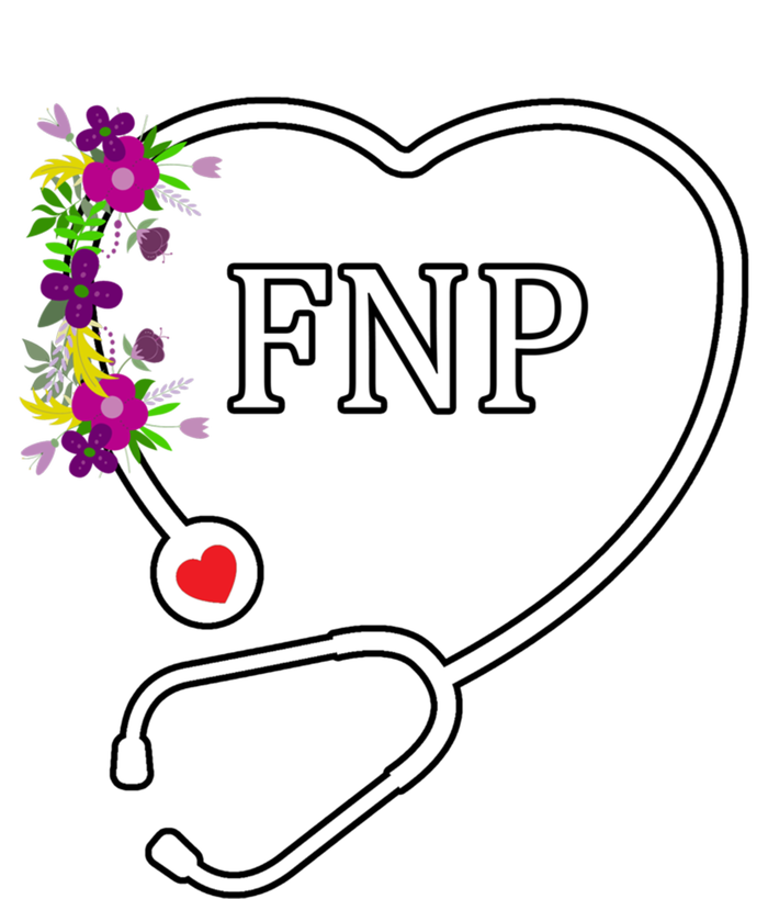 Fnp Family Nurse Practitioner Floral Heart Stethoscope Gift T-Shirt