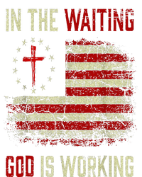 In The Waiting God Is Working Christian Saying USA Flag Women's Flannel Pajama Set