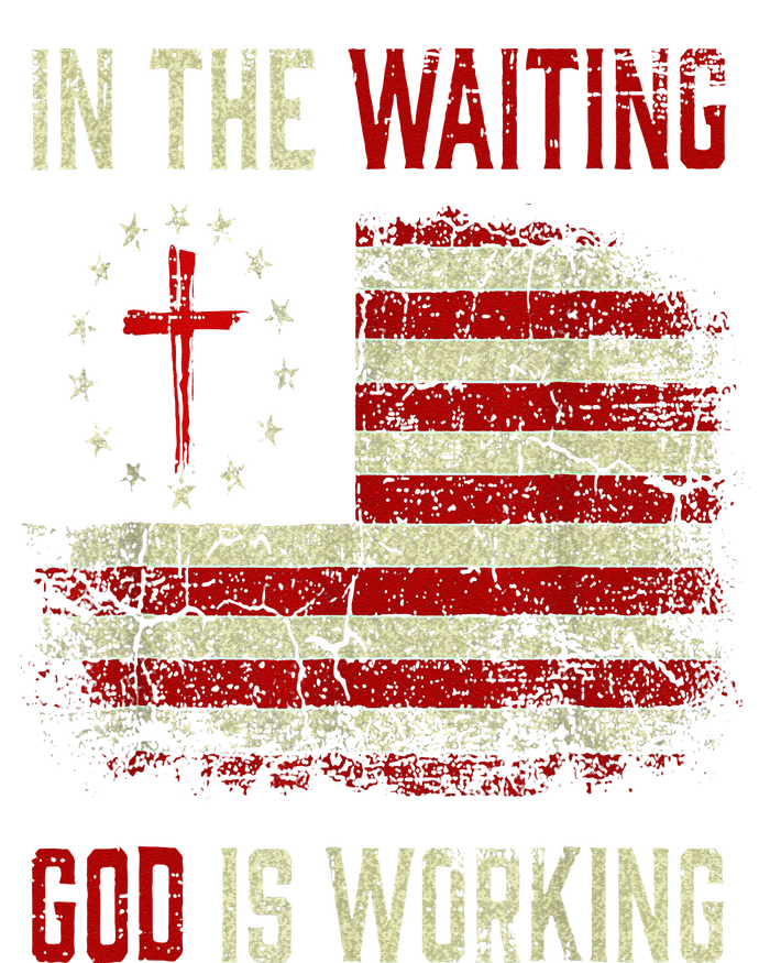 In The Waiting God Is Working Christian Saying USA Flag Women's Flannel Pajama Set