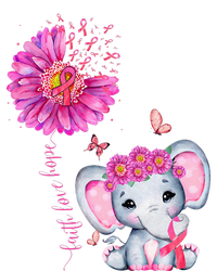 Breast Cancer Cute Elephant With Sunflower And Pink Ribbon Tall T-Shirt