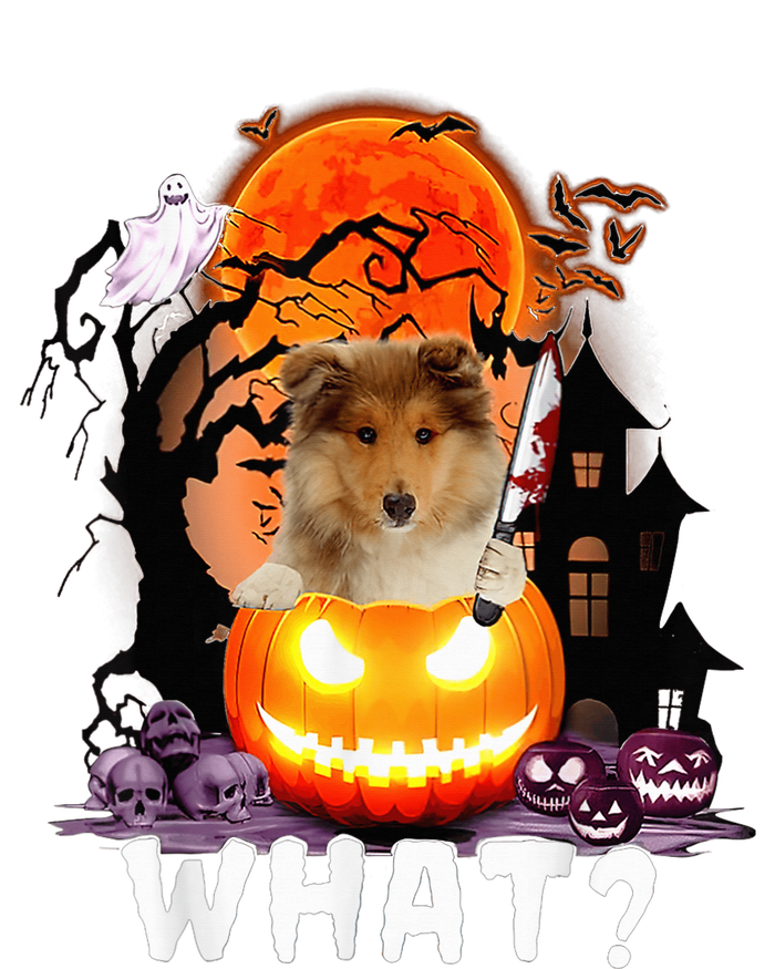 Funny Dog What? Rough Collie With Knife Halloween Costume T-Shirt