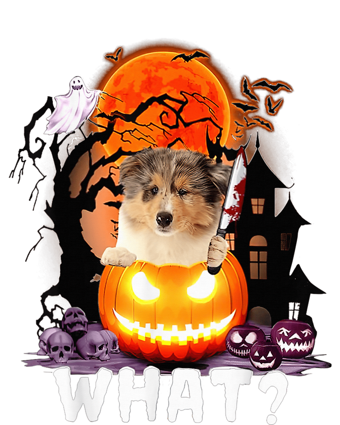 Funny Dog What? Rough Collie With Knife Halloween Costume T-Shirt