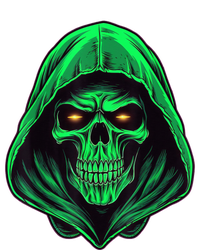 Scary Hooded Green Skull Head Creepy Halloween Costume T-Shirt