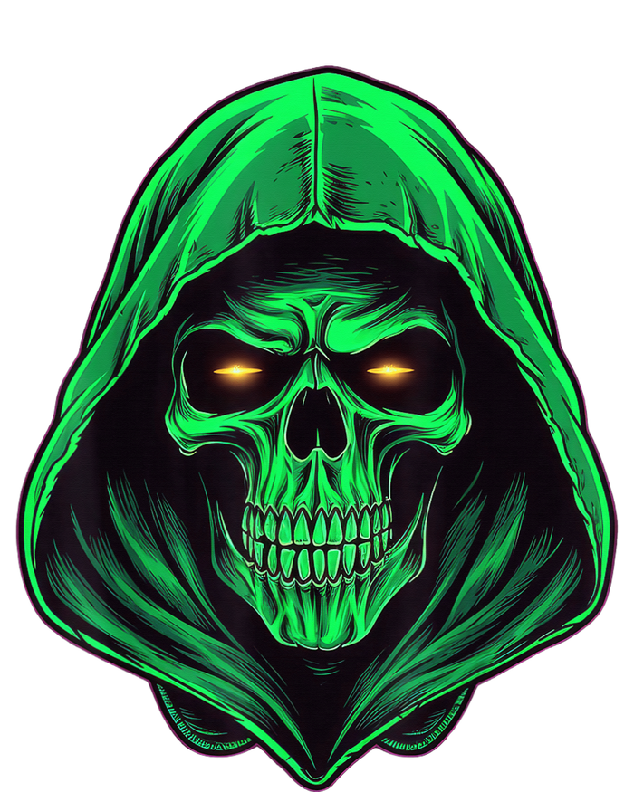 Scary Hooded Green Skull Head Creepy Halloween Costume T-Shirt