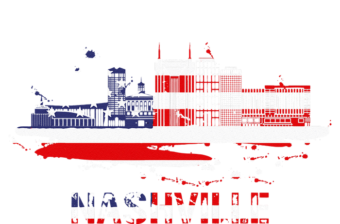 USA American Flag Cityscape Nashville Tennessee Skyline T-Shirt