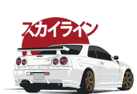 White Gt R 34 JDM Skyline Poster