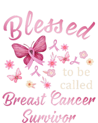 Blessed To Be Called Breast Cancer Survivor Pink Butterfly Dry Zone Grid Polo