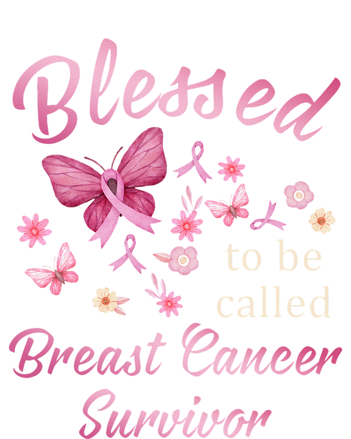 Blessed To Be Called Breast Cancer Survivor Pink Butterfly Dry Zone Grid Polo