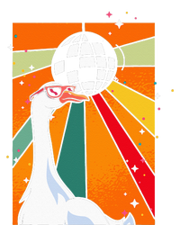 Funny Cool Farm Animal Disco Ball Sunglasses Retro Goose T-Shirt