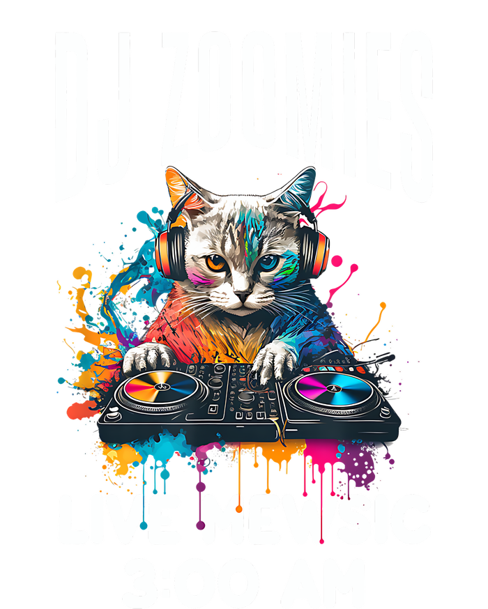 Funny Kitty Cat Lover Rainbow Funny DJ Music Zoomies T-Shirt