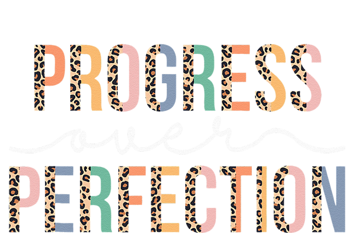 Motivational Progress Over Perfection Leopard Print Teacher T-Shirt