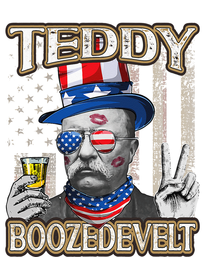 Theodore Roosevelt 4th July Teddy Boozedevelt American Flag T-Shirt