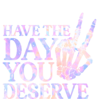 Have The Day You Deserve Peace Sign Skeleton Motivational Women's Flannel Pajama Set