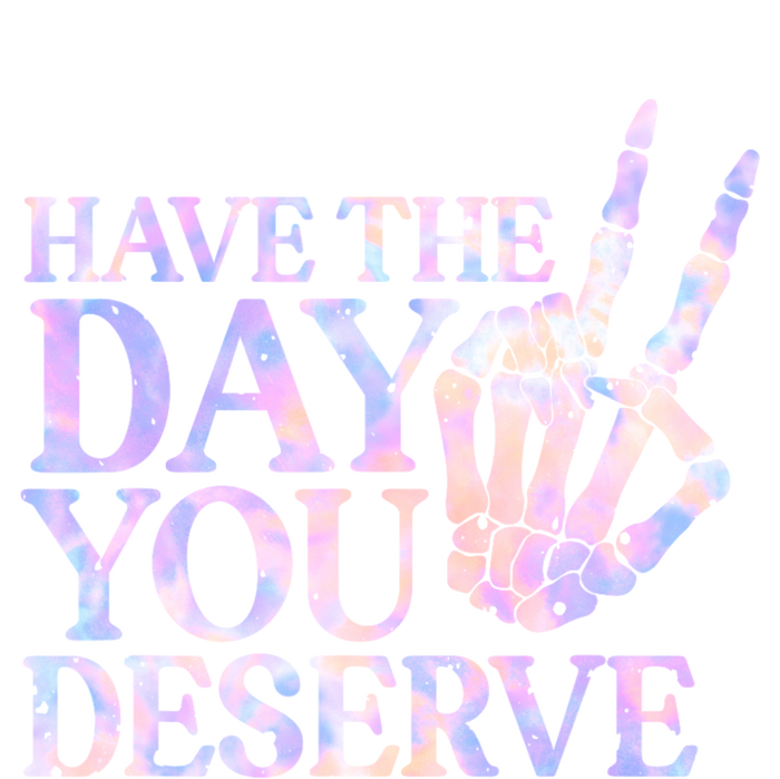 Have The Day You Deserve Peace Sign Skeleton Motivational Women's Flannel Pajama Set