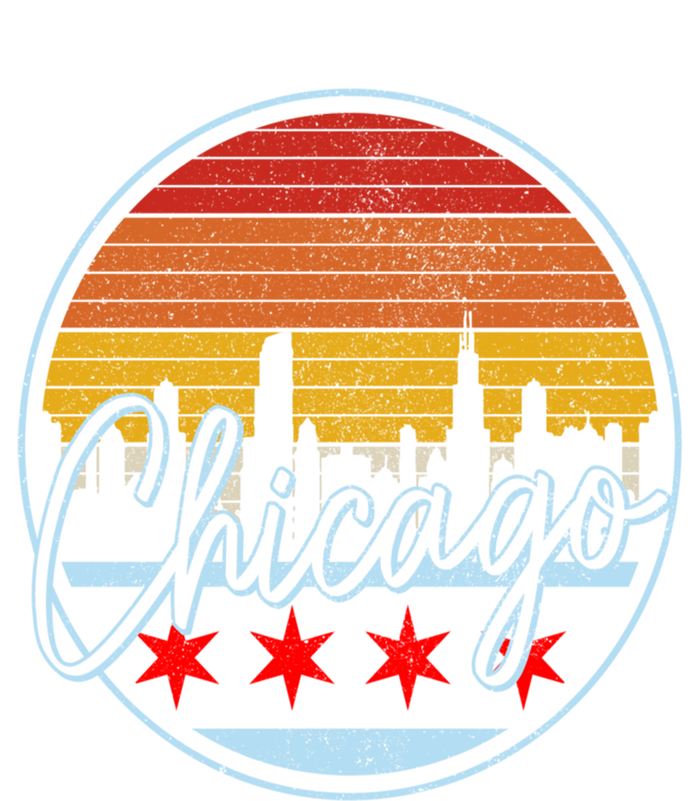 Chicago Flag Vintage Retro Skyline Pride Ladies Long Sleeve Shirt