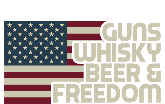 Gun Whisky Beer And Freedom American Flag Funny Vintage Retro Gift Striped Beanie with Solid Band