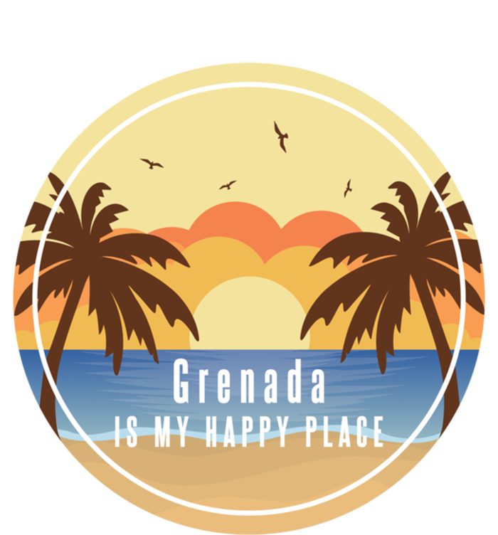 Grenada Is My Happy Place Fun Beach Vacation Palm Trees Sun Meaningful Gift Women's T-Shirt