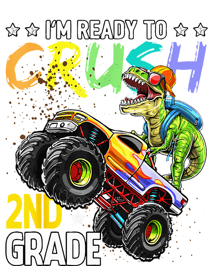 Im Ready To Crush 2nd Grade Dinosaur First Day Of School Cropped Pullover Crew