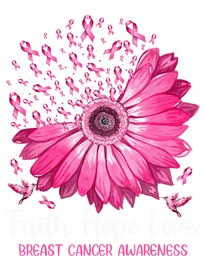 Faith Hope Love Flower Pink Ribbon Breast Cancer Awareness Kids Hoodie