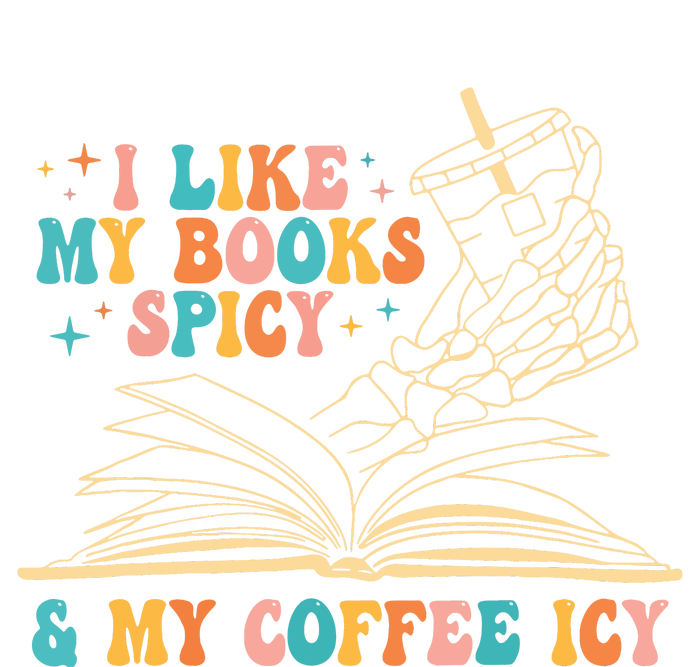 I Like My Books Spicy And My Coffee Icy Skeleton Hand Book Pom Pom 12in Knit Beanie