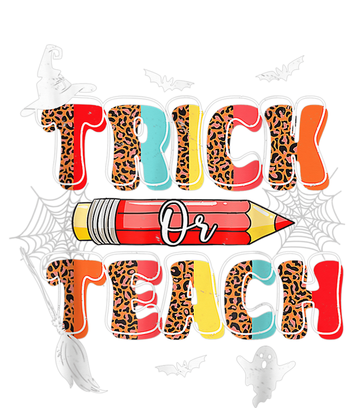 Cute Trick Or Teach Fun Halloween Teacher Leopard Groovy Kids T-Shirt