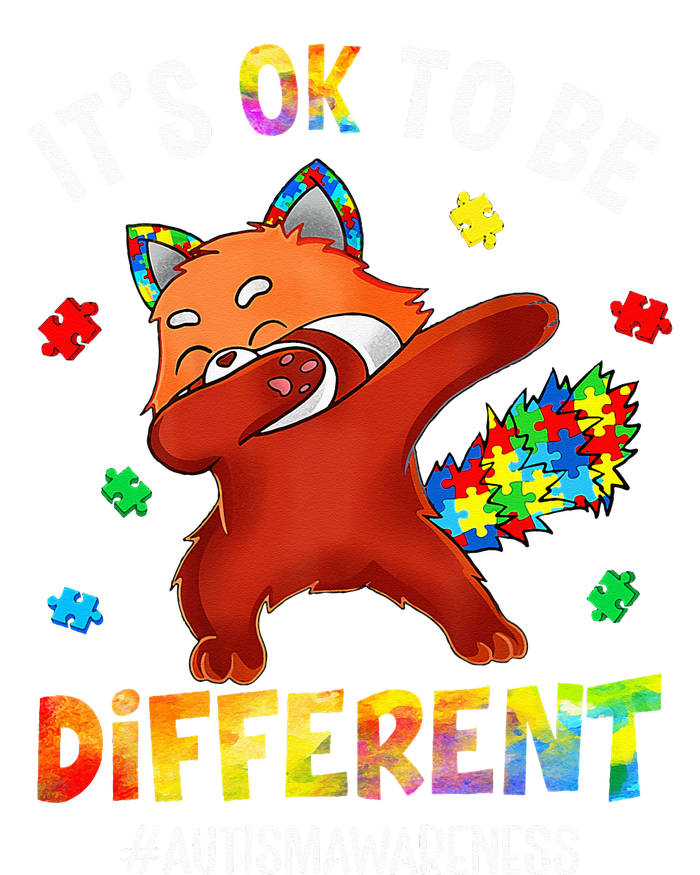 Autism Awareness Dabbing Red Panda It's Ok To Be Different T-Shirt