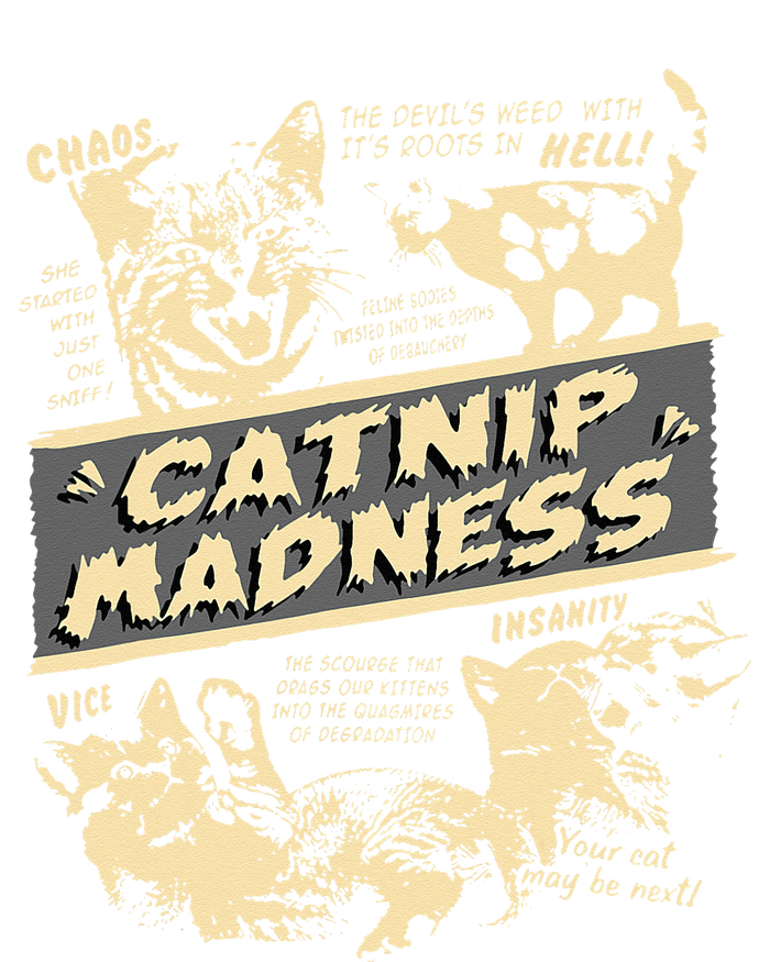 Vintage Catnip Madness Cute Kitten Funny Cat Men Women Grommeted Golf Towel