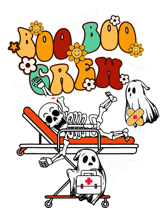 Boo Boo Crew Ghost Doctor Paramedic Nurse Halloween Groovy Flat Bill Trucker Hat