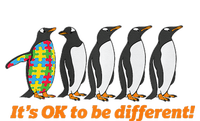 Autism Awareness It's OK To Be Different Penguin T-Shirt