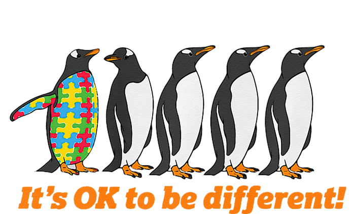 Autism Awareness It's OK To Be Different Penguin T-Shirt